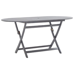 vidaXL 7-Piece Outdoor Dining Set Solid Acacia Wood Grey