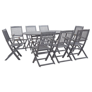 vidaXL 9-piece Outdoor Dining Set Solid Acacia Wood Grey