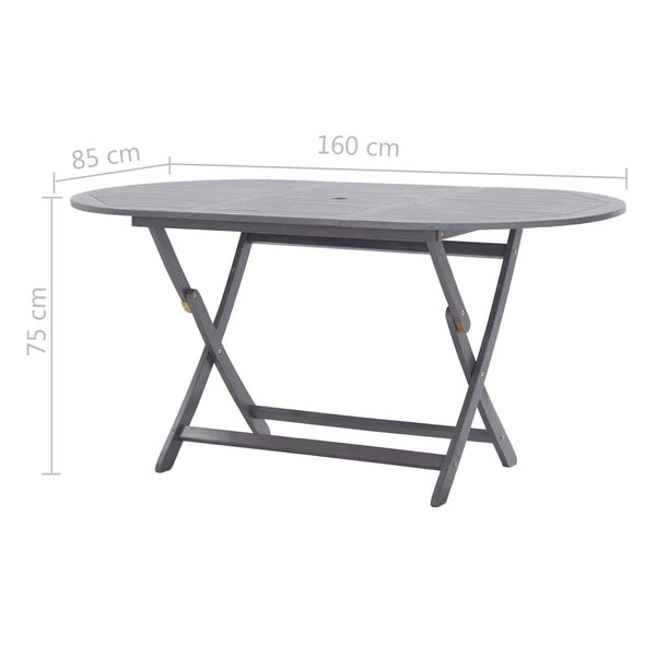 vidaXL 9-piece Outdoor Dining Set Solid Acacia Wood Grey