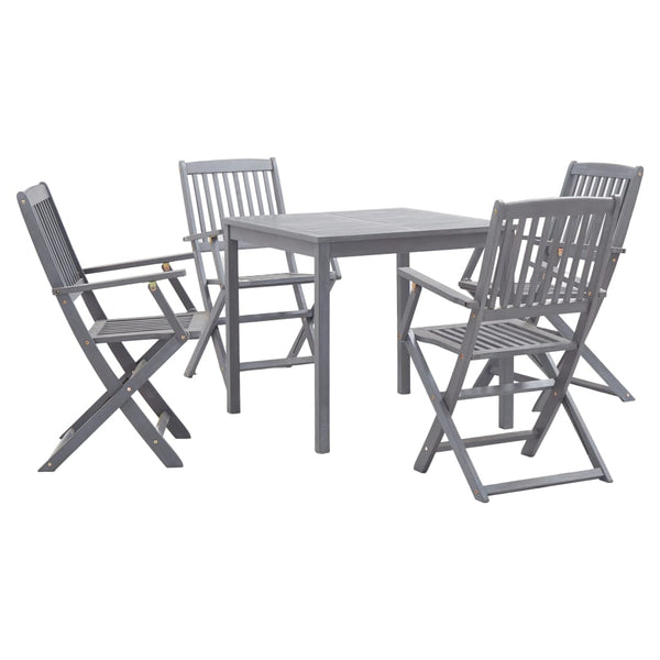 vidaXL 5-Piece Outdoor Dining Set Solid Acacia Wood Grey