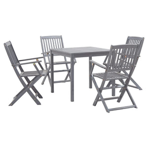 vidaXL 5-Piece Outdoor Dining Set Solid Acacia Wood Grey