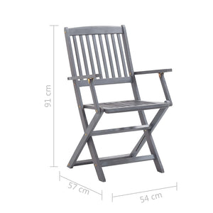vidaXL 5-Piece Outdoor Dining Set Solid Acacia Wood Grey