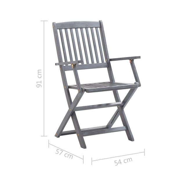 vidaXL 5-Piece Outdoor Dining Set Solid Acacia Wood Grey