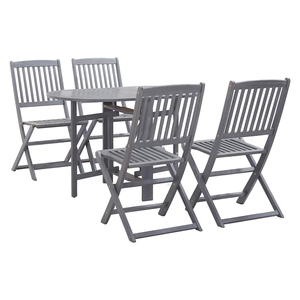 vidaXL 5-Piece Outdoor Dining Set Solid Acacia Wood Grey