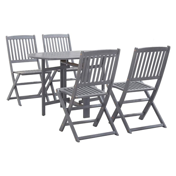 vidaXL 5-Piece Outdoor Dining Set Solid Acacia Wood Grey