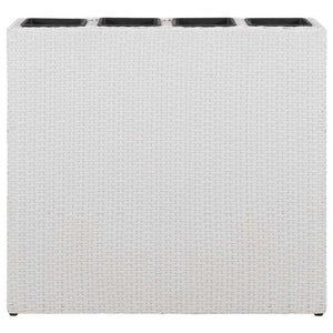 vidaXL Garden Raised Bed with 4 Pots 2 pcs. Poly Rattan White