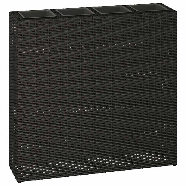 vidaXL Garden Raised Bed with 4 Pots 2 pcs Poly Rattan Black