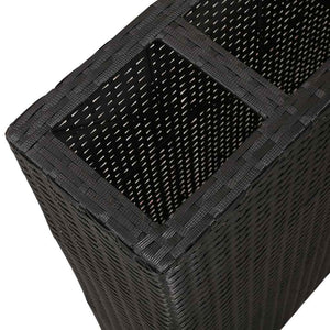 vidaXL Garden Raised Bed with 4 Pots 2 pcs Poly Rattan Black
