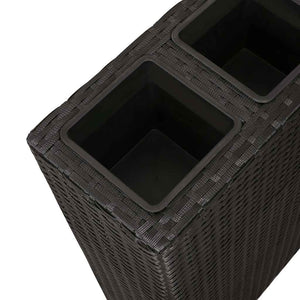 vidaXL Garden Raised Bed with 4 Pots 2 pcs Poly Rattan Black