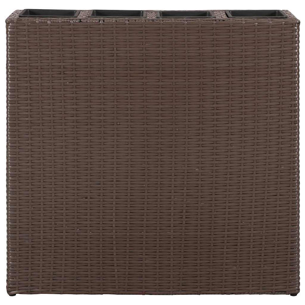 vidaXL Garden Raised Bed with 4 Pots 2 pcs Poly Rattan Brown