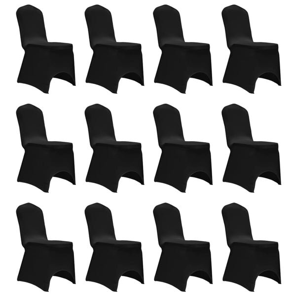 vidaXL Stretch Chair Covers 12 pcs. Black