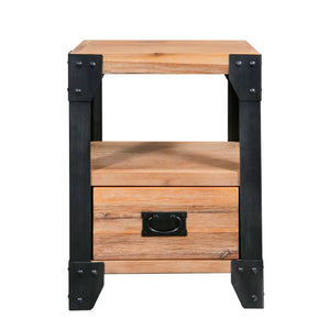 vidaXL Nightstands 2 pcs. Solid Acacia Wood Steel 40 x 30 x 54 cm