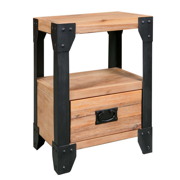 vidaXL Nightstands 2 pcs. Solid Acacia Wood Steel 40 x 30 x 54 cm