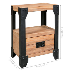 vidaXL Nightstands 2 pcs. Solid Acacia Wood Steel 40 x 30 x 54 cm
