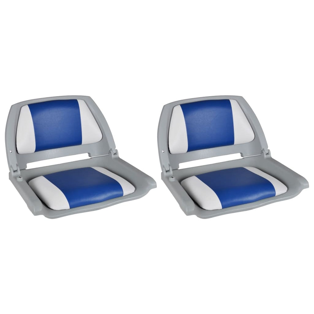 vidaXL Boat Seats 2 pcs. Foldable Backrest with Blue and White Cushion