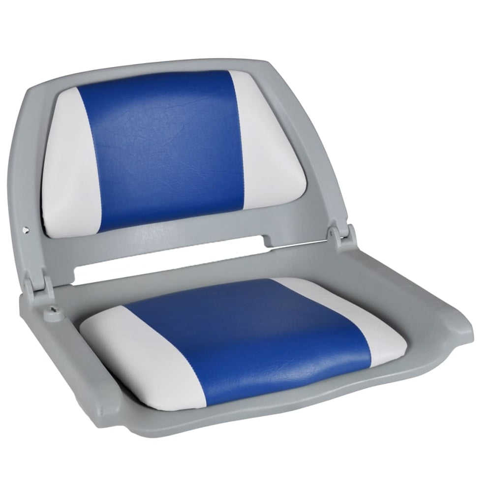 vidaXL Boat Seats 2 pcs. Foldable Backrest with Blue and White Cushion