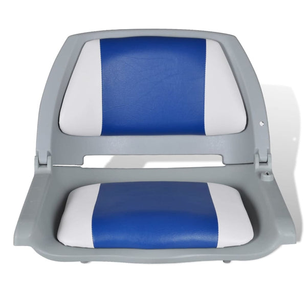 vidaXL Boat Seats 2 pcs. Foldable Backrest with Blue and White Cushion