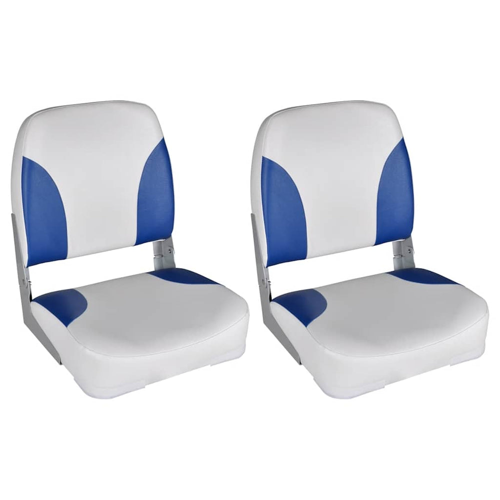 vidaXL Boat Seats 2 pcs. Foldable Backrest with Blue and White Cushion