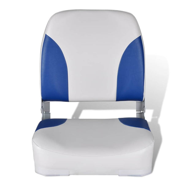 vidaXL Boat Seats 2 pcs. Foldable Backrest with Blue and White Cushion