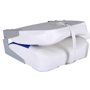 vidaXL Boat Seats 2 pcs. Foldable Backrest with Blue and White Cushion