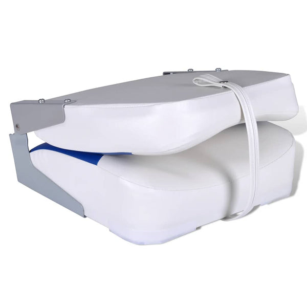 vidaXL Boat Seats 2 pcs. Foldable Backrest with Blue and White Cushion