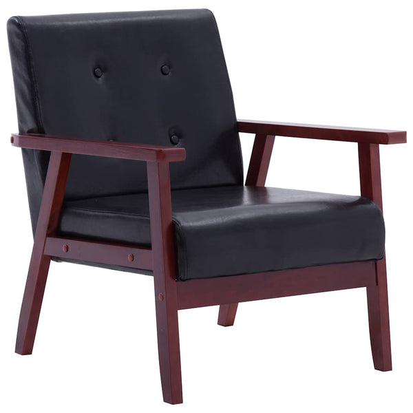 vidaXL 3-Piece Sofa Set Black Faux Leather