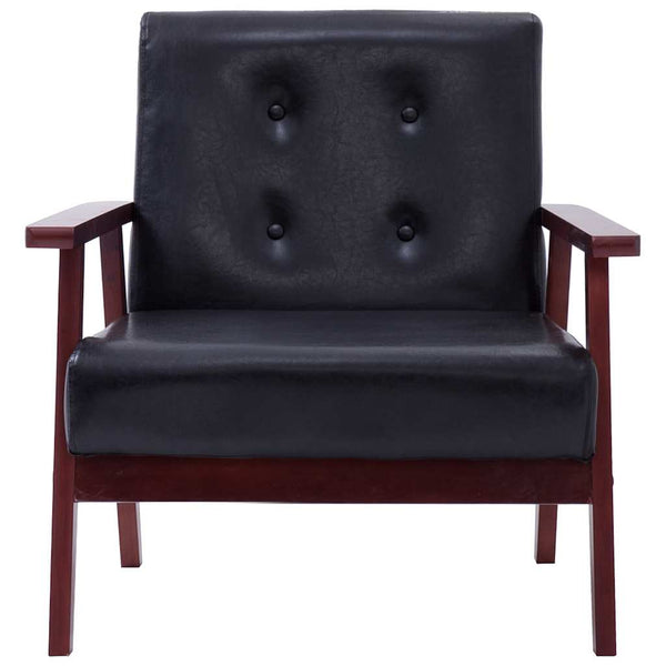 vidaXL 3-Piece Sofa Set Black Faux Leather