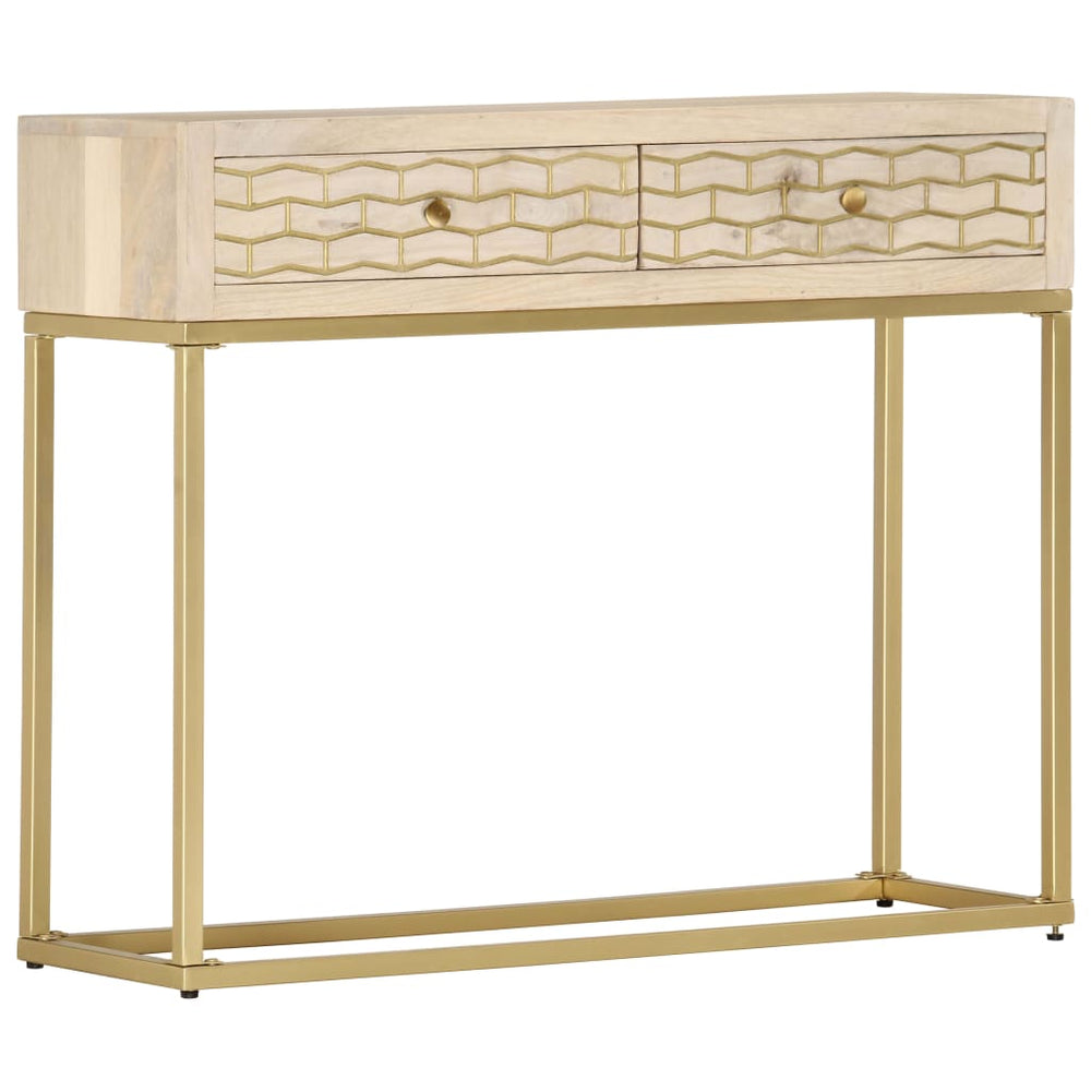 vidaXL Console Table Golden 90 x 30 x 75 cm Solid Mango Wood