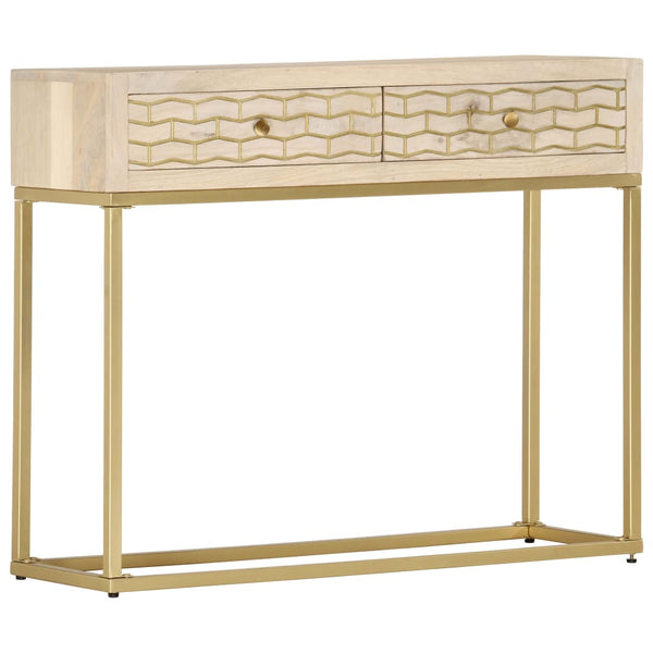 vidaXL Console Table Golden 90 x 30 x 75 cm Solid Mango Wood