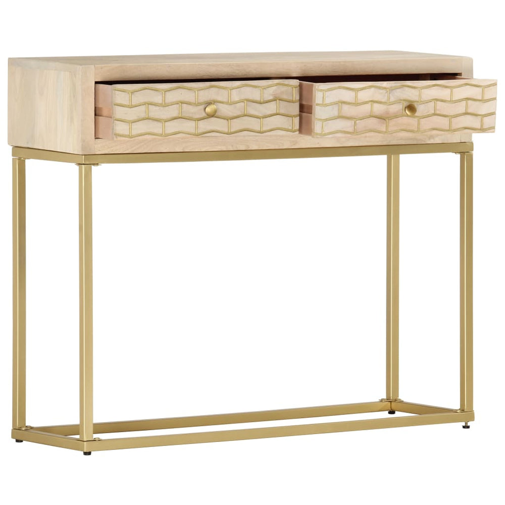 vidaXL Console Table Golden 90 x 30 x 75 cm Solid Mango Wood