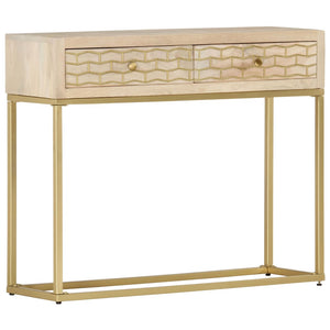 vidaXL Console Table Golden 90 x 30 x 75 cm Solid Mango Wood