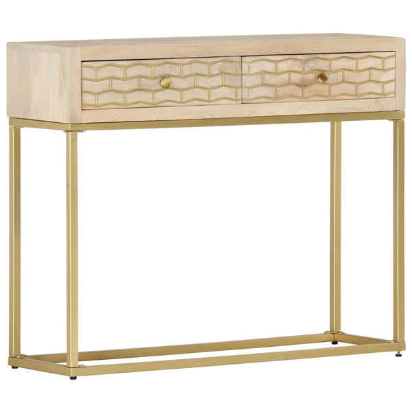 vidaXL Console Table Golden 90 x 30 x 75 cm Solid Mango Wood