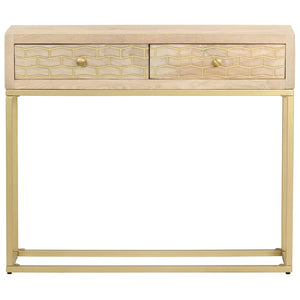 vidaXL Console Table Golden 90 x 30 x 75 cm Solid Mango Wood