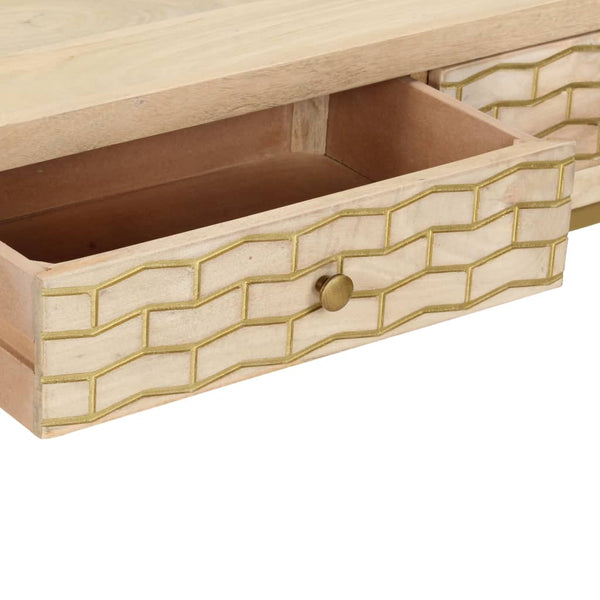 vidaXL Console Table Golden 90 x 30 x 75 cm Solid Mango Wood