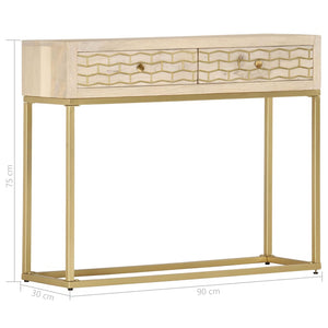 vidaXL Console Table Golden 90 x 30 x 75 cm Solid Mango Wood