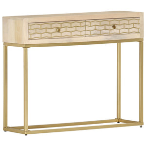 vidaXL Console Table Golden 90 x 30 x 75 cm Solid Mango Wood