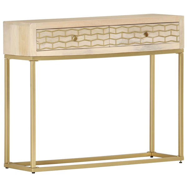 vidaXL Console Table Golden 90 x 30 x 75 cm Solid Mango Wood