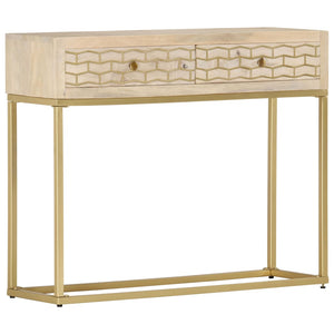 vidaXL Console Table Golden 90 x 30 x 75 cm Solid Mango Wood