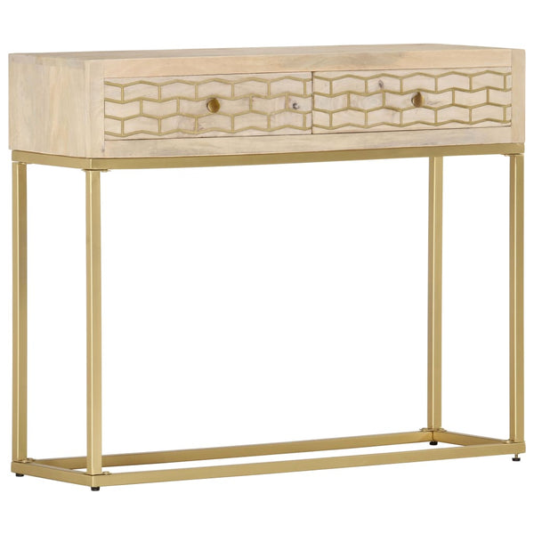 vidaXL Console Table Golden 90 x 30 x 75 cm Solid Mango Wood