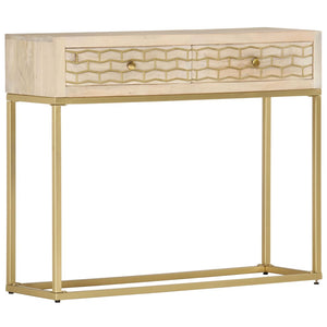 vidaXL Console Table Golden 90 x 30 x 75 cm Solid Mango Wood