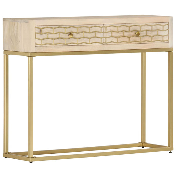 vidaXL Console Table Golden 90 x 30 x 75 cm Solid Mango Wood