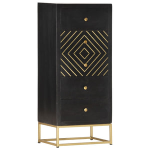 vidaXL Drawer Cabinet Black Golden 45x30x105cm Mango Wood