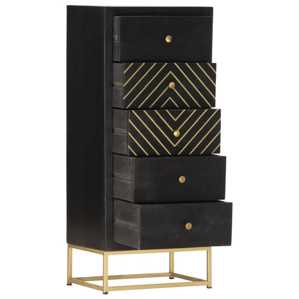 vidaXL Drawer Cabinet Black Golden 45x30x105cm Mango Wood