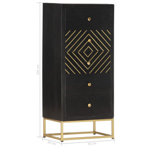 vidaXL Drawer Cabinet Black Golden 45x30x105cm Mango Wood