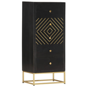 vidaXL Drawer Cabinet Black Golden 45x30x105cm Mango Wood