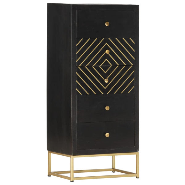 vidaXL Drawer Cabinet Black Golden 45x30x105cm Mango Wood