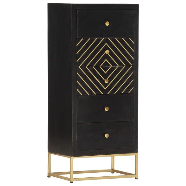 vidaXL Drawer Cabinet Black Golden 45x30x105cm Mango Wood