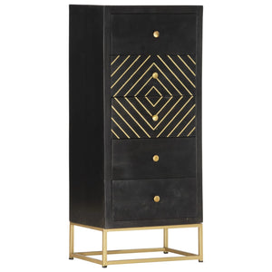 vidaXL Drawer Cabinet Black Golden 45x30x105cm Mango Wood