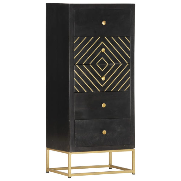 vidaXL Drawer Cabinet Black Golden 45x30x105cm Mango Wood