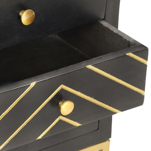 vidaXL Nightstand Black and Gold 40 x 30 x 50 cm Solid Mango Wood